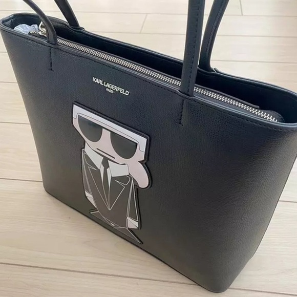 Karl lagerfeld NWT black‎ and white zipper closure tote bag retail $248 - Picture 3 of 6